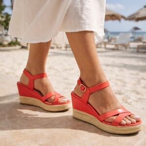 ALDO Leather Espadrille Ankle Strap Wedge Sandals Size 7.5 EU 38 Ankle Beachy